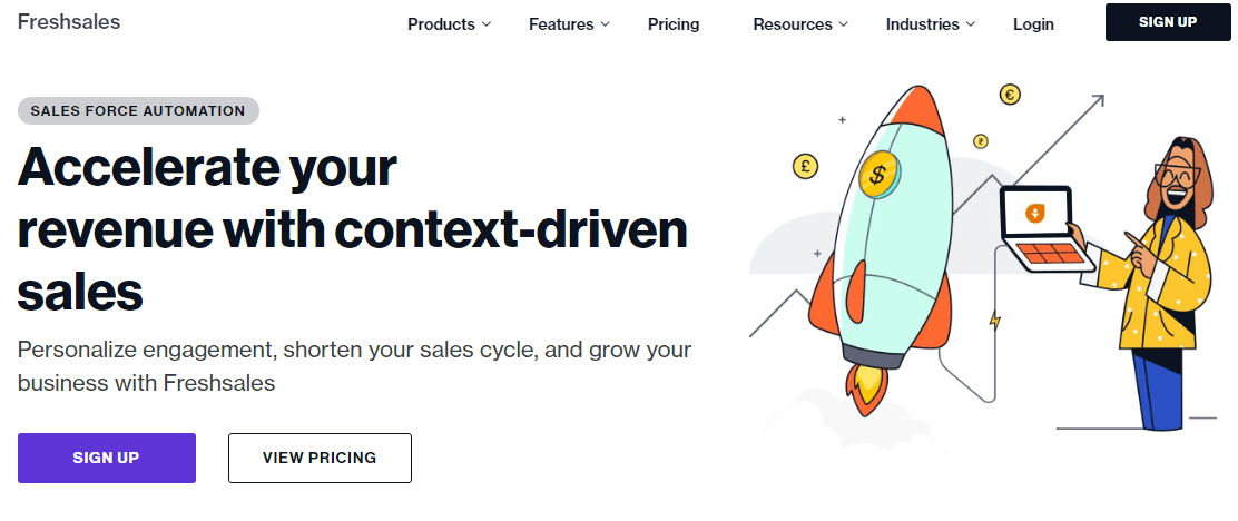Freshsales CRM Site Página inicial