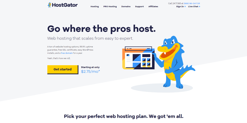 Página inicial do hostgator