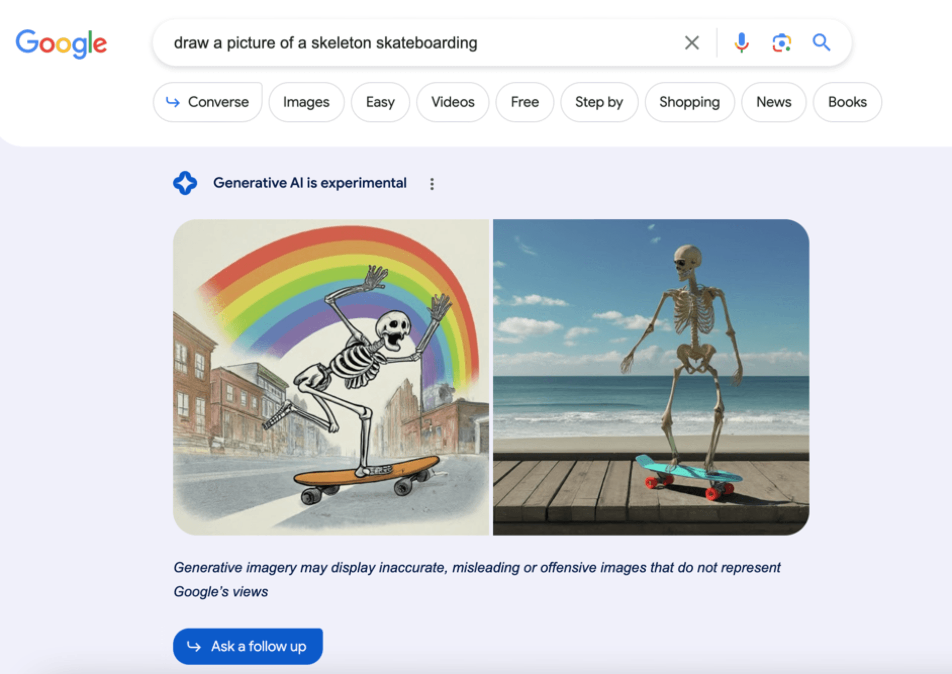 Geração de imagens do Google SGE