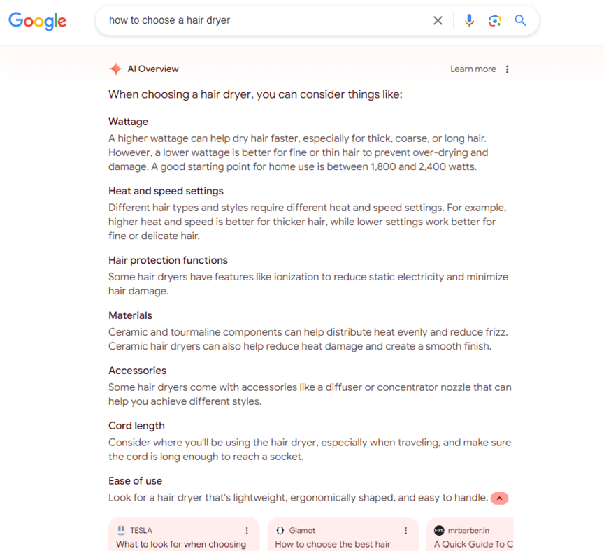 Exemplo de visão geral da IA