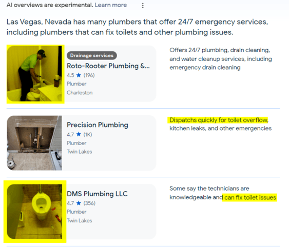 SGE para pesquisa local: resultado do encanamento