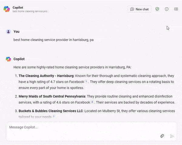Melhor pesquisa mais limpa usando copiloto