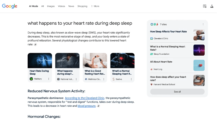 Pesquisa de exemplo de modo do Google AI