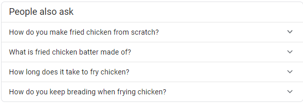 Uma captura de tela de um povo também solicita seção de um resultado de pesquisa do Google