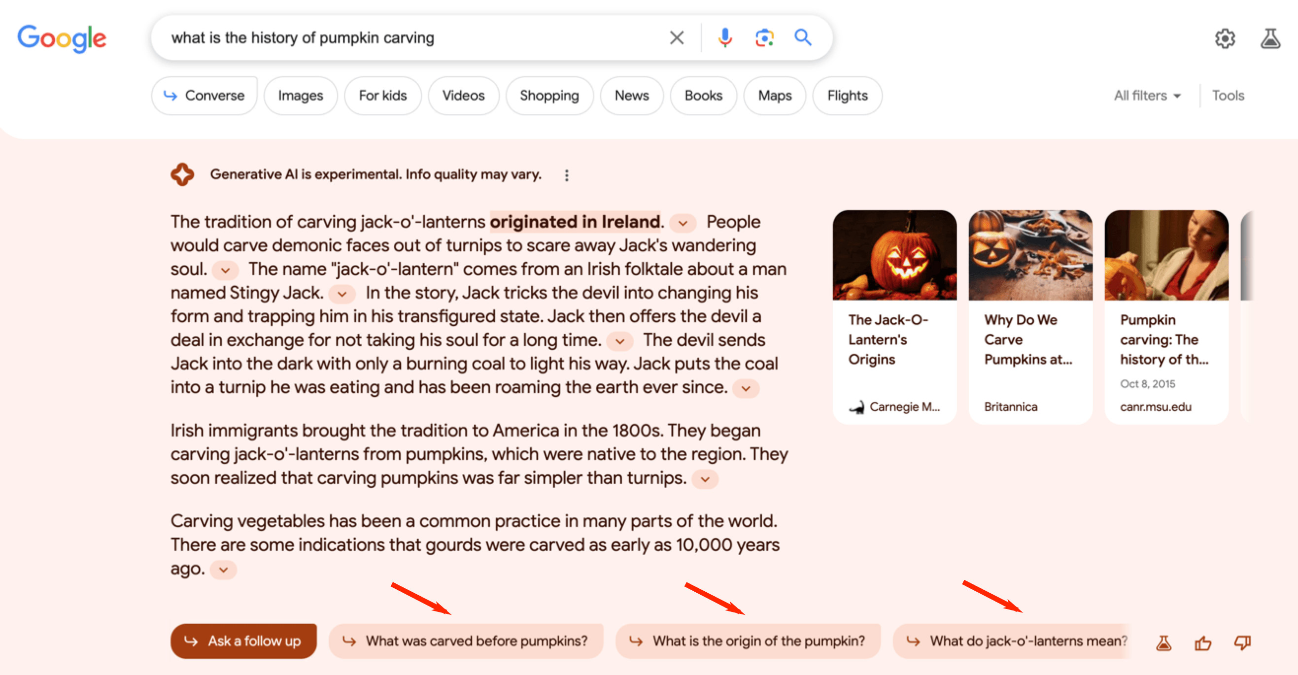 Perguntas de acompanhamento do Google SGE