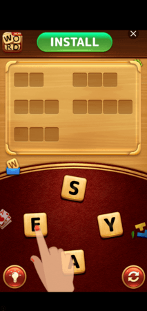 anúncio de jogo de palavras de aplicativo móvel