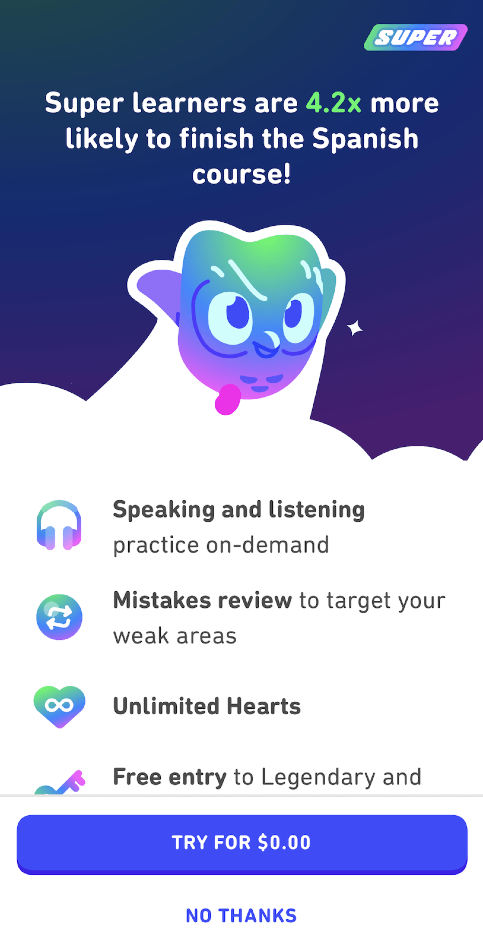 anúncio modal duolingo