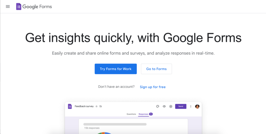 Formulários do Google do construtor de formulários