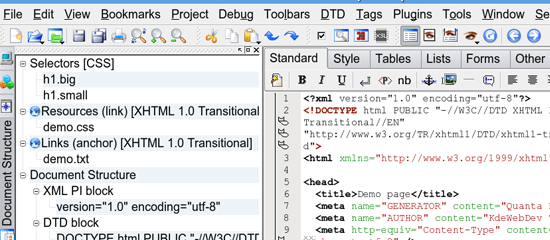 Quanta Plus - tiro de tela.