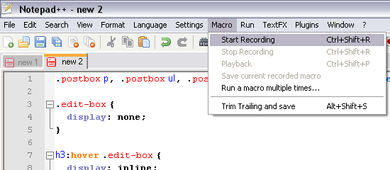 Notepad ++ - tiro de tela.
