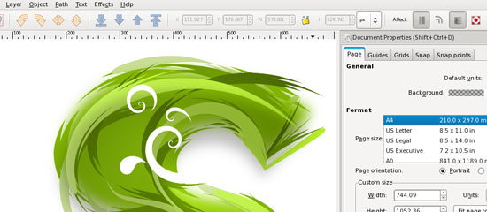 Inkscape - tiro de tela.