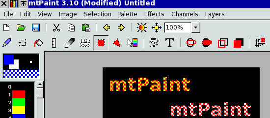 Mtpaint - tiro de tela.