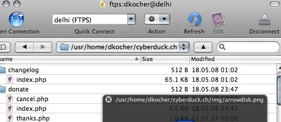 Cyberduck - tiro de tela.