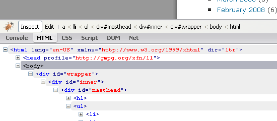 Firebug - tiro de tela.