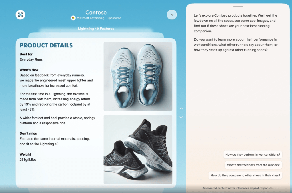 AD de pesquisa de copiloto com showroom virtual