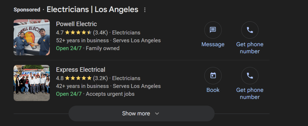 Perfis de negócios do Google para Los Angeles Eletricista