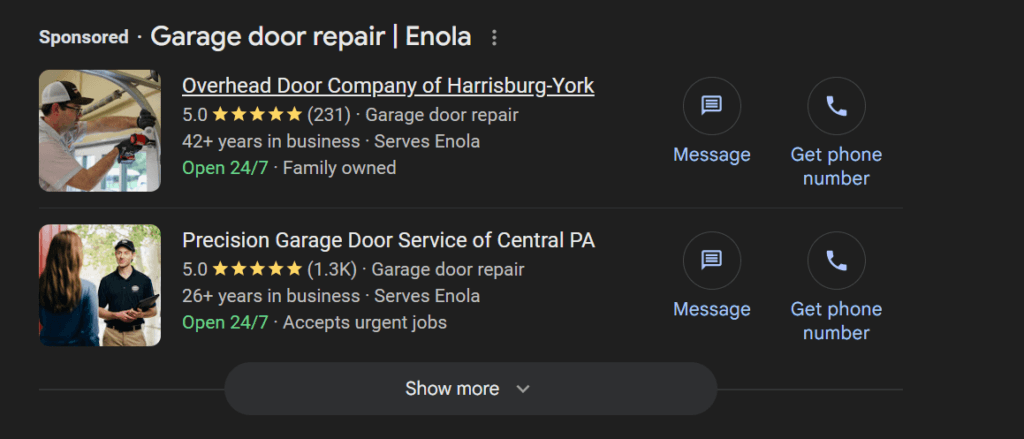 ADS LSA para reparo da porta da garagem