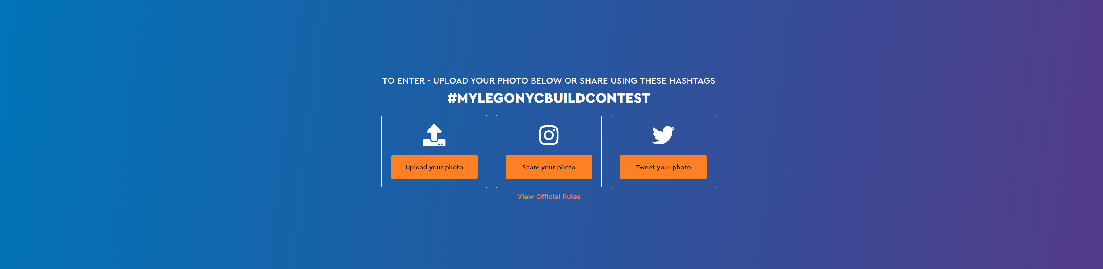 Botões laranja na página de destino LEGO