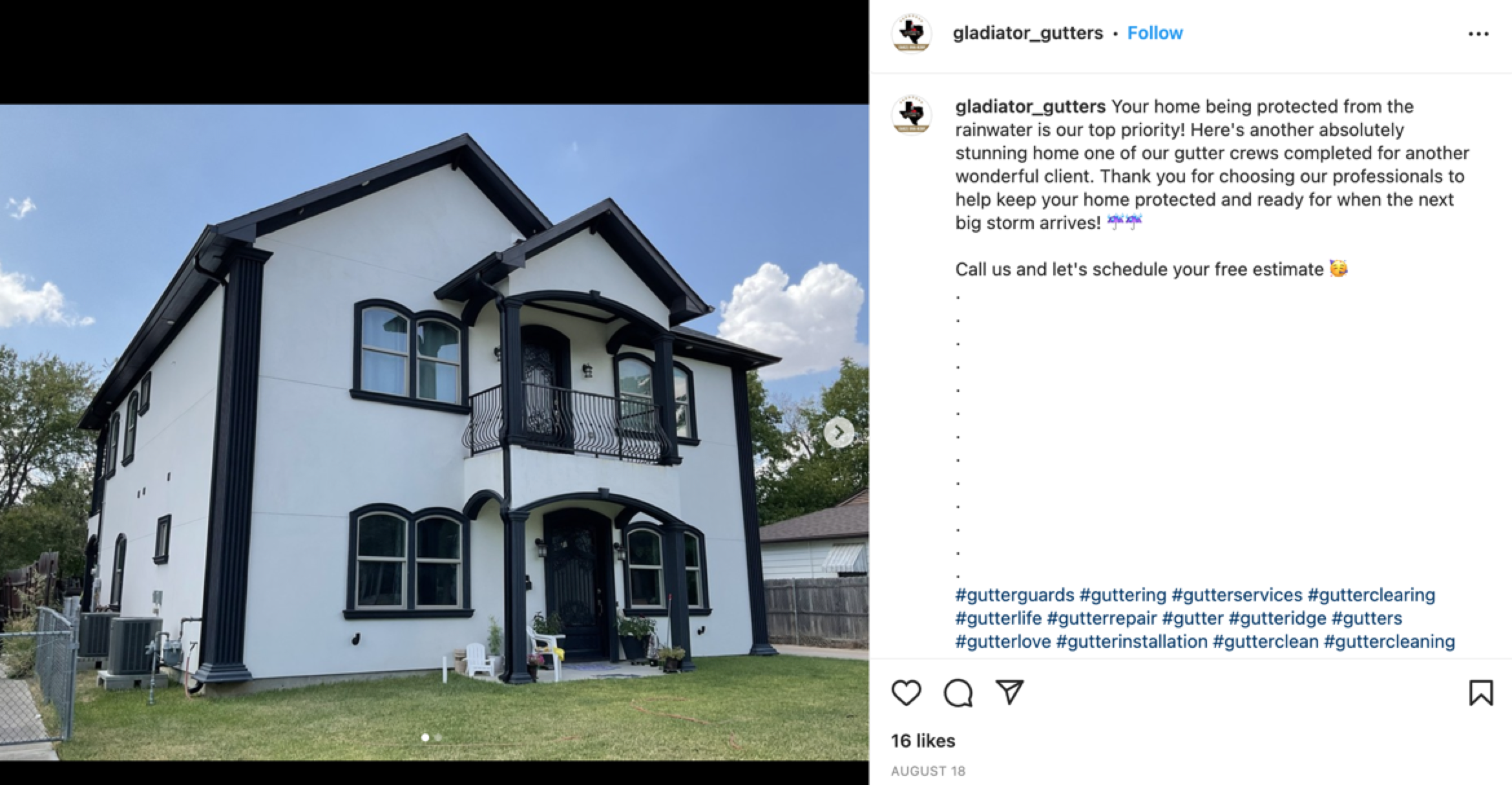 mídia social para empresas de instalação de calha