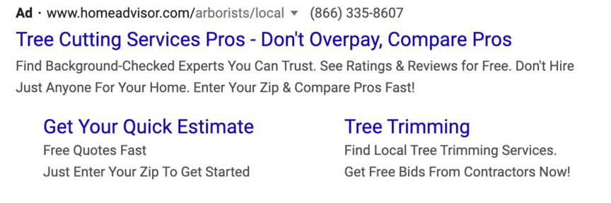 HomeadVisor Cutting PPC AD 1