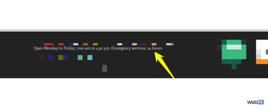 Uma captura de tela de um rodapé em uma página de destino para um anúncio do Google