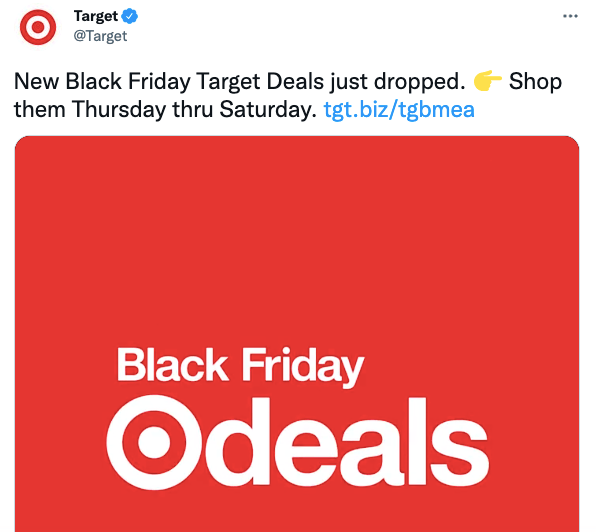 Target Tweets sobre suas ofertas de sexta -feira negra