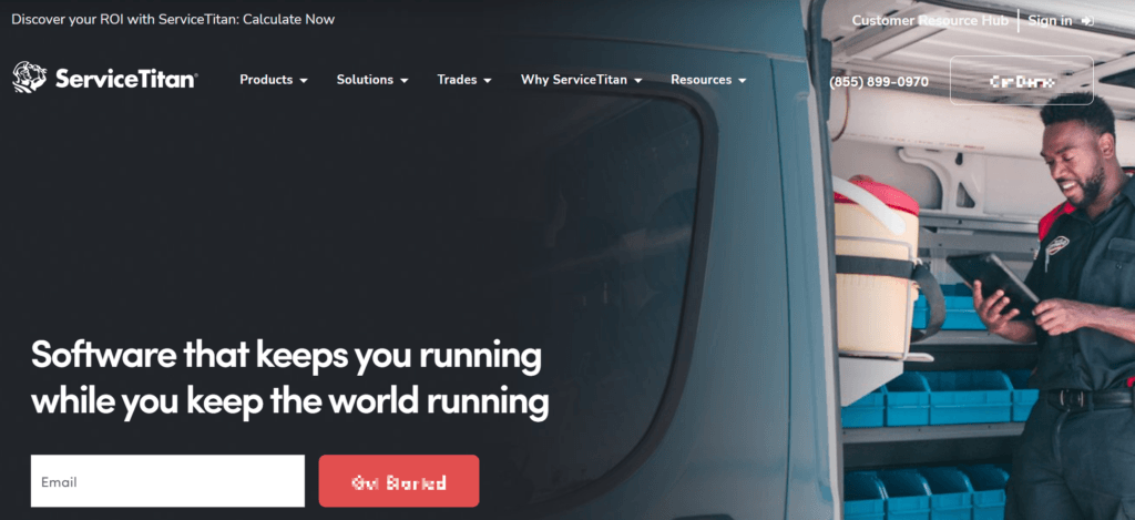 Página inicial de ServiceTitan