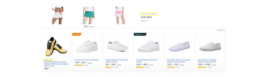 Um exemplo dos anúncios da Amazon