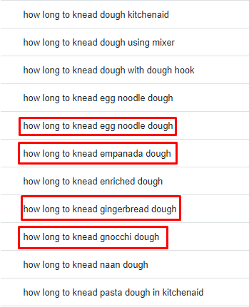 amassar as sugestões de palavras -chave da massa
