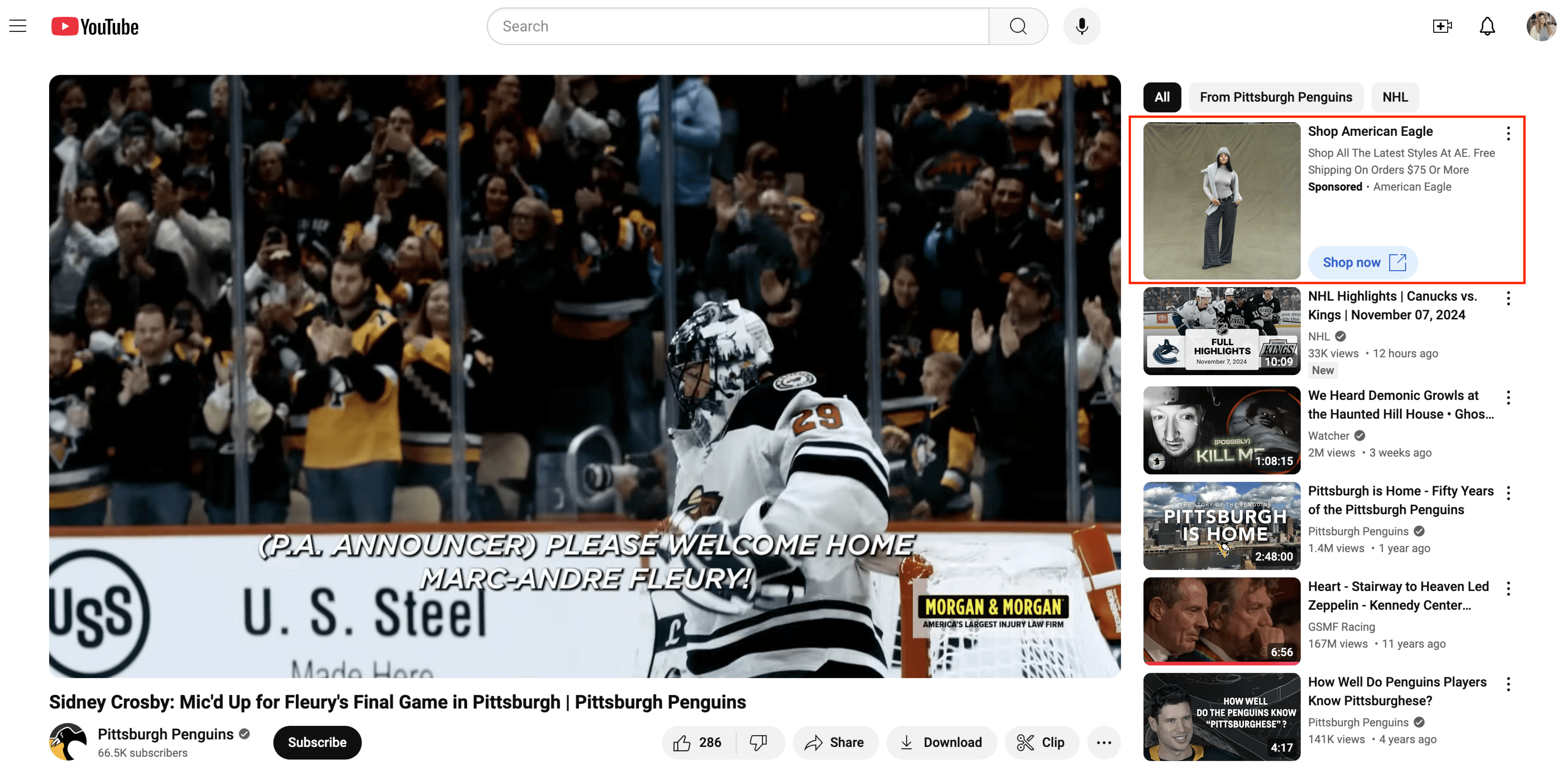 Anúncio do YouTube no YouTube na próxima lista