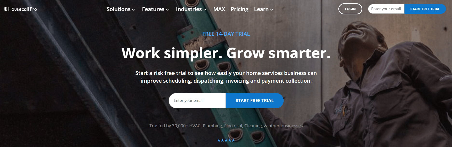 Housecall Pro CRM para a página inicial do HVAC