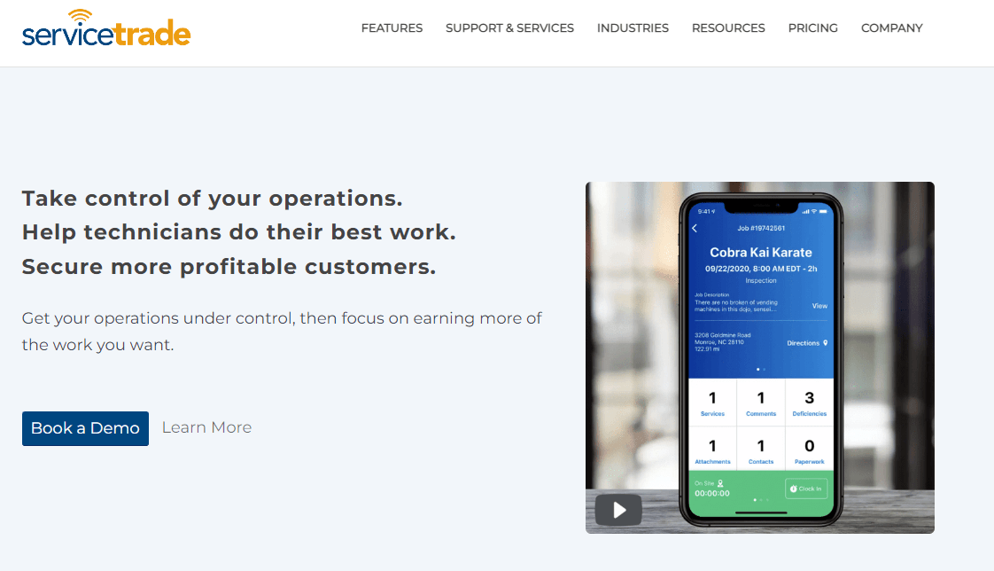 Comércio de serviço CRM para a página inicial do HVAC