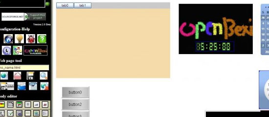 Abra BEXI HTML Builder - Tiro de tela.