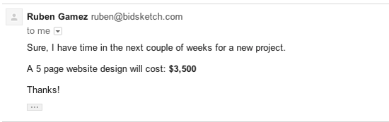 Estimou a estimativa de custo por e -mail