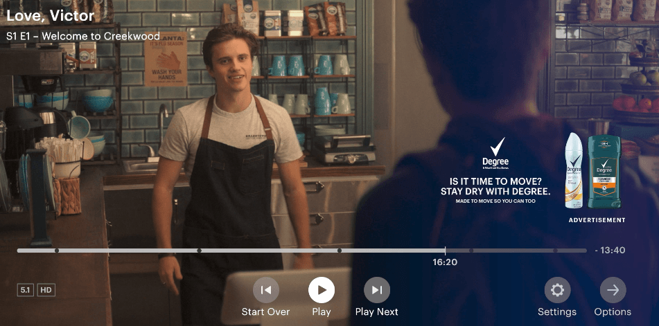 Exemplo de anúncios OTT