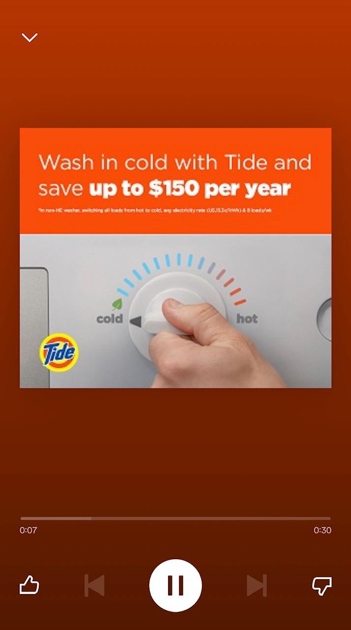 Tide Audio AD em um dispositivo móvel