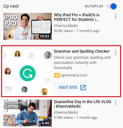 Anúncios de descoberta de vídeo