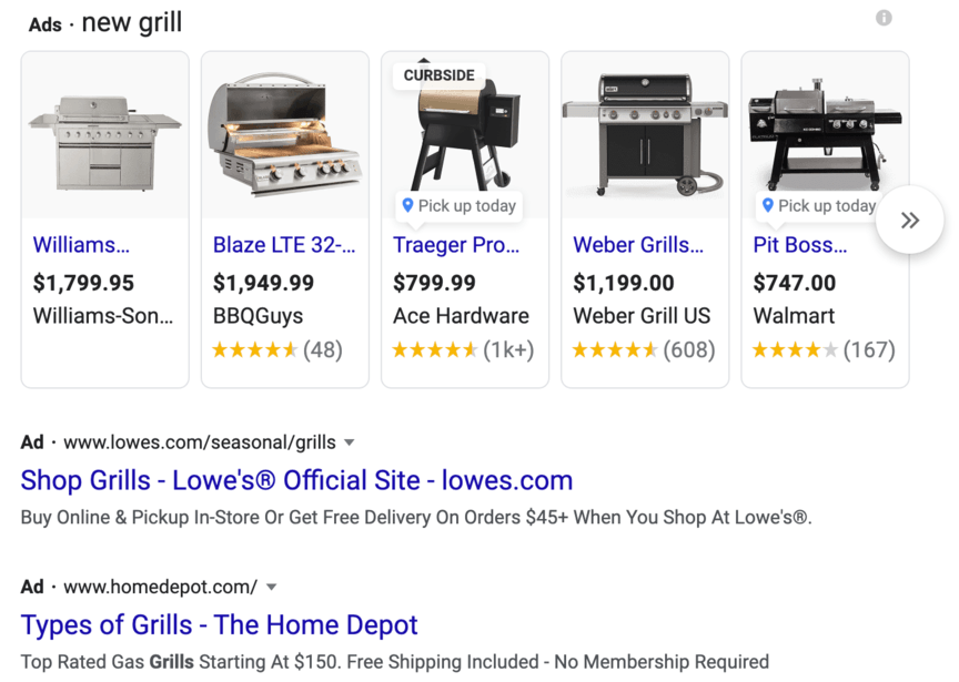Novo Grill Google PPC Anúncios
