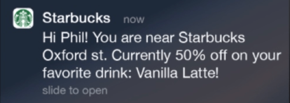 Exemplo de geofencing Starbucks