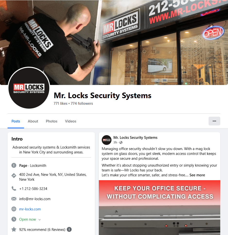 Página do Facebook de serralheiro