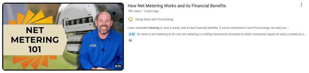 O vídeo do YouTube de uma empresa solar