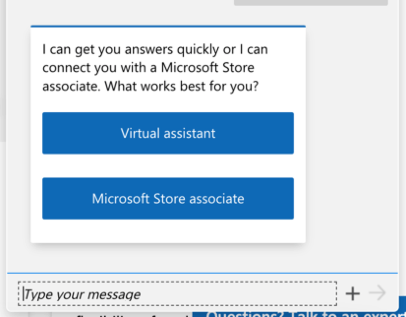 Exemplo de função de bate -papo da Microsoft