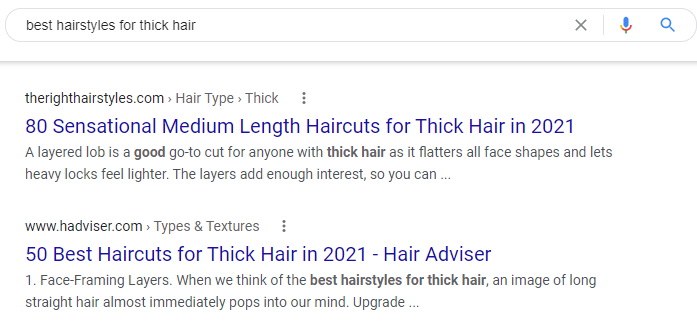 Exemplo de um Google Serp