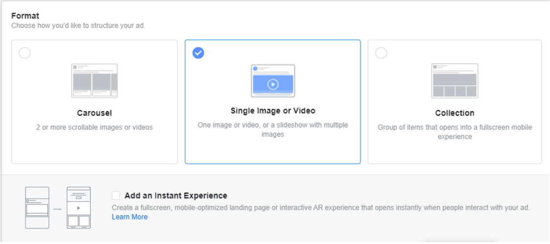 Formatos de imagem em anúncios do Facebook