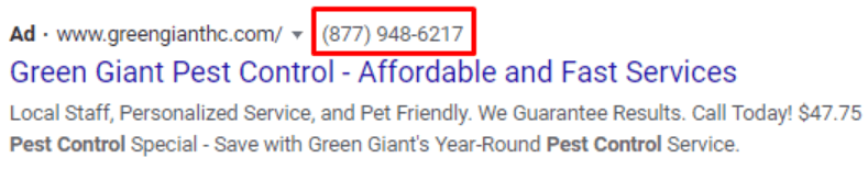 Anúncio de controle de pragas gigante verde