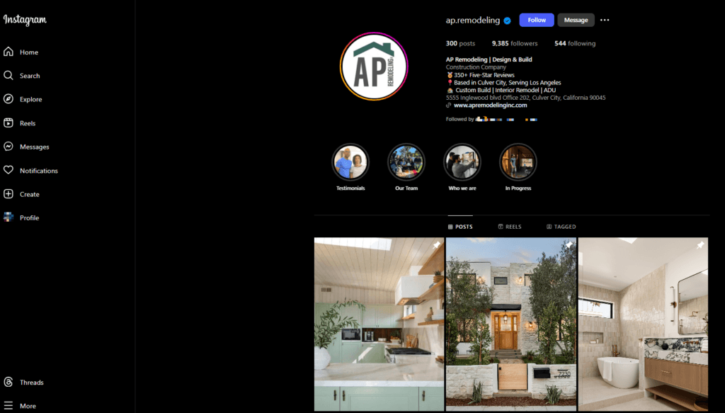 Grade de mídia social da empresa de remodelação