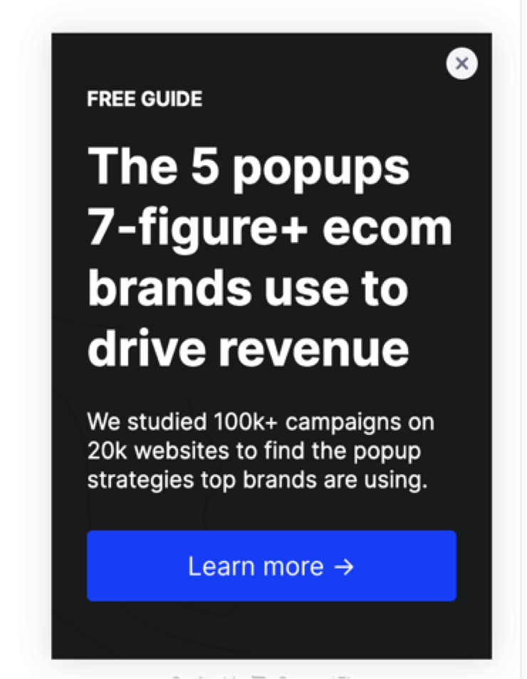 Captura de tela do pop -up