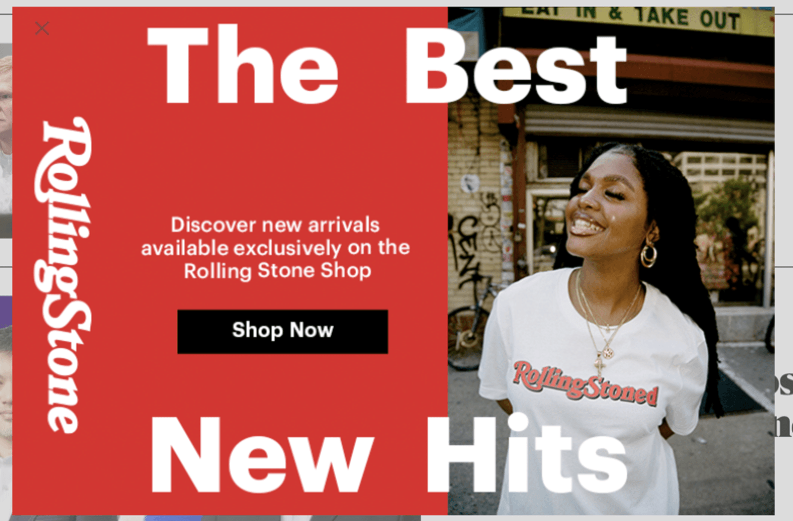 Captura de tela de compras modal da Rolling Stone