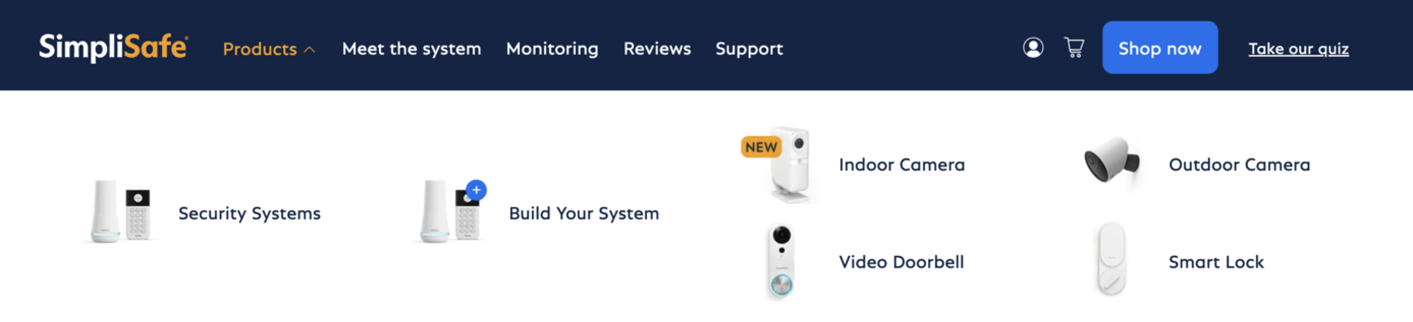 Captura de tela da configuração de navegação do SimpliSafe