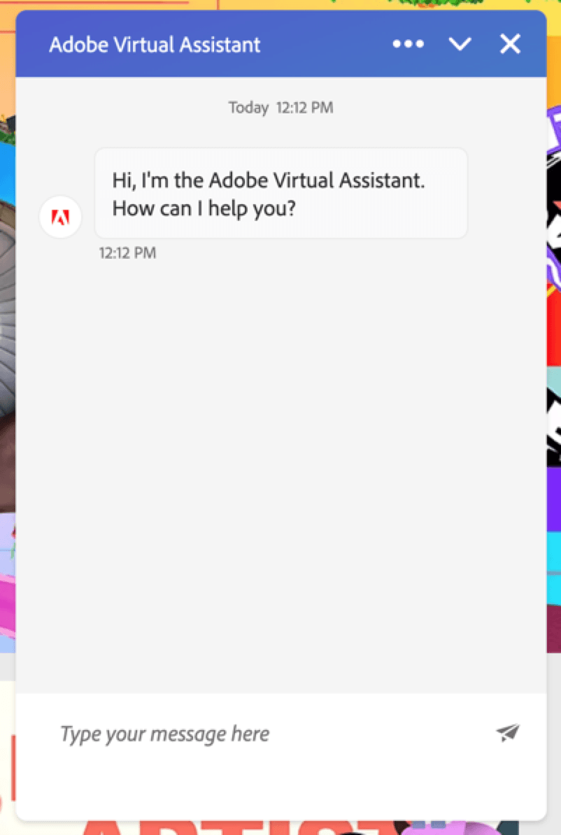 Exemplo de função de bate -papo da Adobe